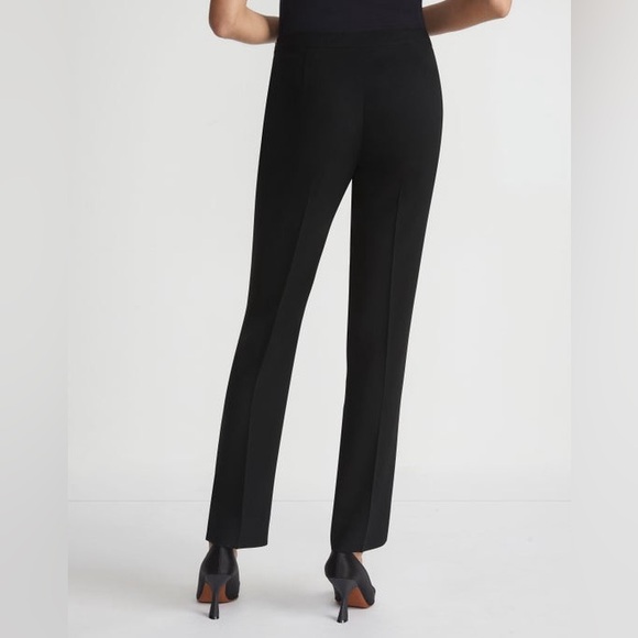 Lafayette 148 Bleecker Pants Size 10 Black Slim Leg Trouser Minimalist Designer - Picture 2 of 16